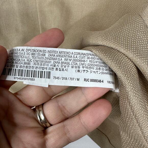 2/$30 ZARA Men Short Sleee Button Down Shirt Tan Medium #8339 - Picture 7 of 9